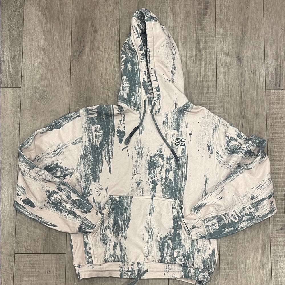 RCOS Stack Logo Embroidered Hoodie In Green Tree Bark Camouflage Size Large